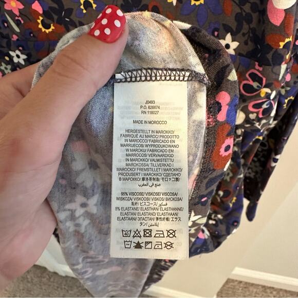 Boden Gray Blue Floral Jersey Long Sleeve MIDI Dress 12 - Picture 7 of 12